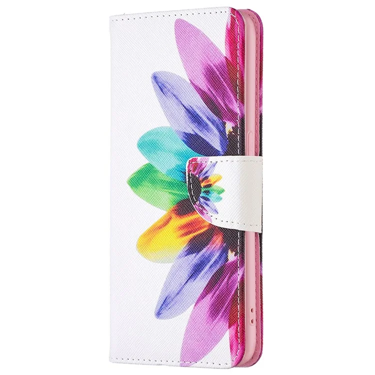 Para Realme 9 Pro+ Impressão de Padrão Caso de Couro PU Fecho Magnético Suporte Estilo Carteira Flip Cover - Girassol