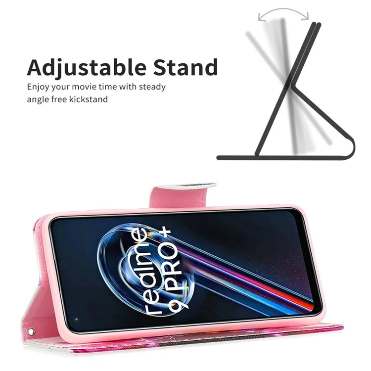 Para Realme 9 Pro+ Impressão de Padrão Caso de Couro PU Fecho Magnético Suporte Estilo Carteira Flip Cover - Girassol