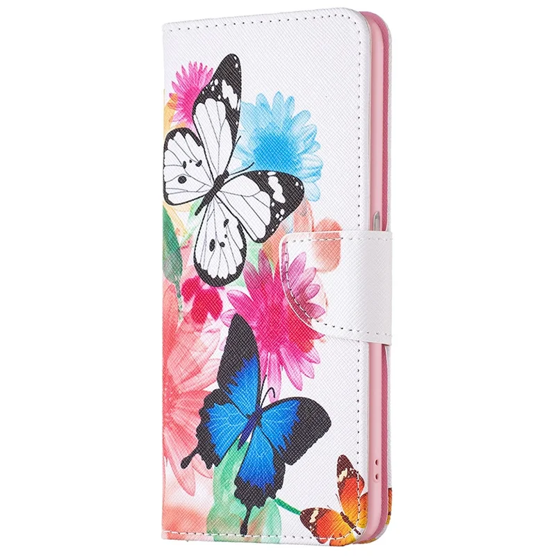 For Oppo A36/A76/Realme 9i Pattern Printing PU Leather + TPU Shockproof Phone Case Wallet Stand Protective Cover - Two Butterflies