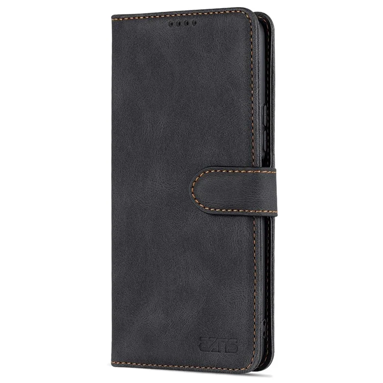 Étui au Téléphone AZNS Pour Vivo Y76s / Y74, Portefeuille de Cuir PU Pliant Stand Magnitic Scratch Flip Cover - le Noir