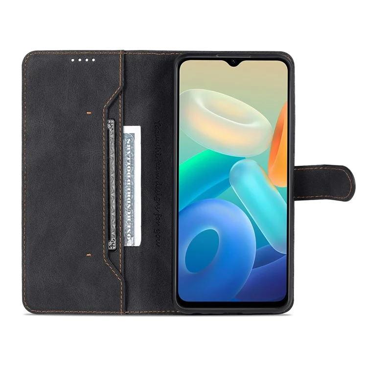 Étui au Téléphone AZNS Pour Vivo Y76s / Y74, Portefeuille de Cuir PU Pliant Stand Magnitic Scratch Flip Cover - le Noir