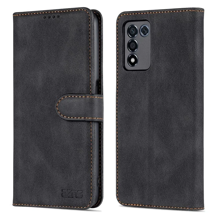 AZNS PU en Cuir Portefeuille Pour Oppo K9s / Realme Q3s, Fonction de Stand Fonction Anti-Scratch Full Protective Phone Cover - le Noir