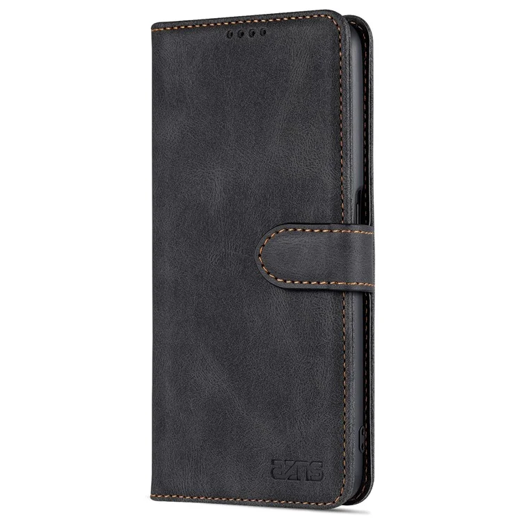 AZNS PU en Cuir Portefeuille Pour Oppo K9s / Realme Q3s, Fonction de Stand Fonction Anti-Scratch Full Protective Phone Cover - le Noir