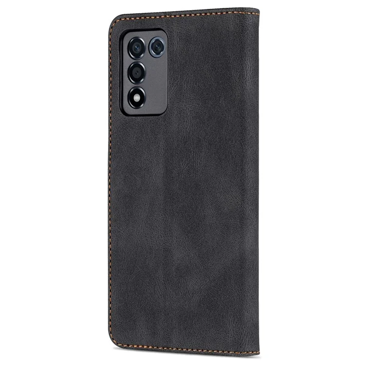 AZNS PU en Cuir Portefeuille Pour Oppo K9s / Realme Q3s, Fonction de Stand Fonction Anti-Scratch Full Protective Phone Cover - le Noir