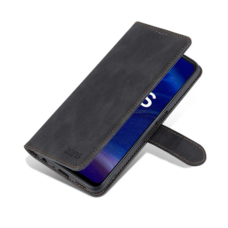 AZNS PU en Cuir Portefeuille Pour Oppo K9s / Realme Q3s, Fonction de Stand Fonction Anti-Scratch Full Protective Phone Cover - le Noir