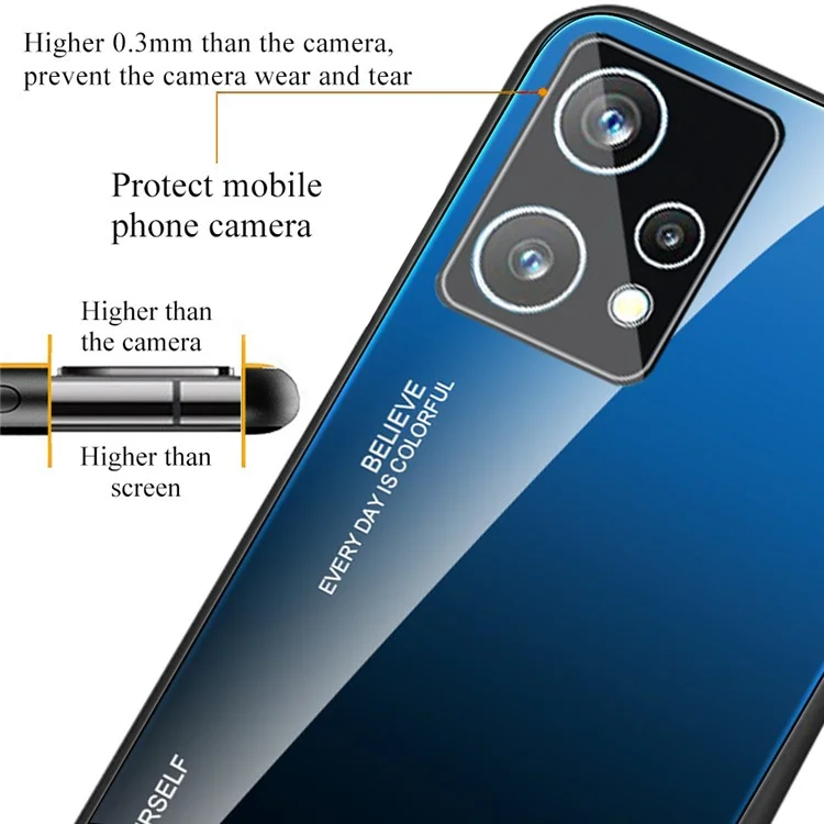 For Realme 9 Pro+ Gradient Color Hybrid Tempered Glass + TPU Case Shockproof Mobile Phone Cover - Blue/Black