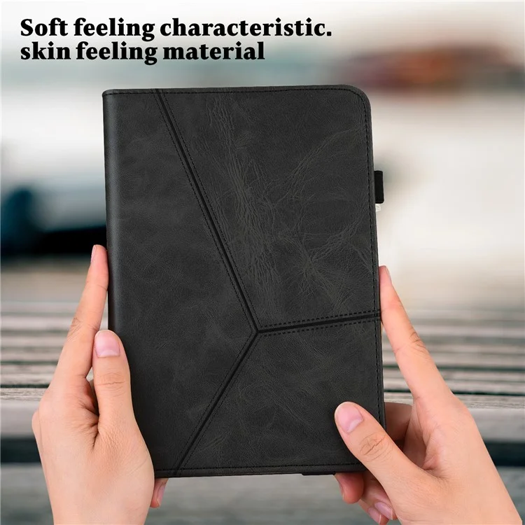 Pour la Ligne Oppo Pad Line Imprimé en Cuir PU Tablet Couvrette de Cartes D'amortisseur Réglable de Support Réglable - le Noir