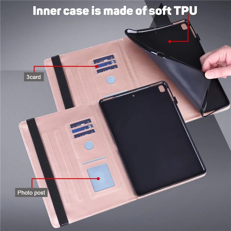 Pour Oppo Pad Impression de la Bande Élastique de Fleur Design pu en Cuir Tablet Cover Carte Baster - or Rose