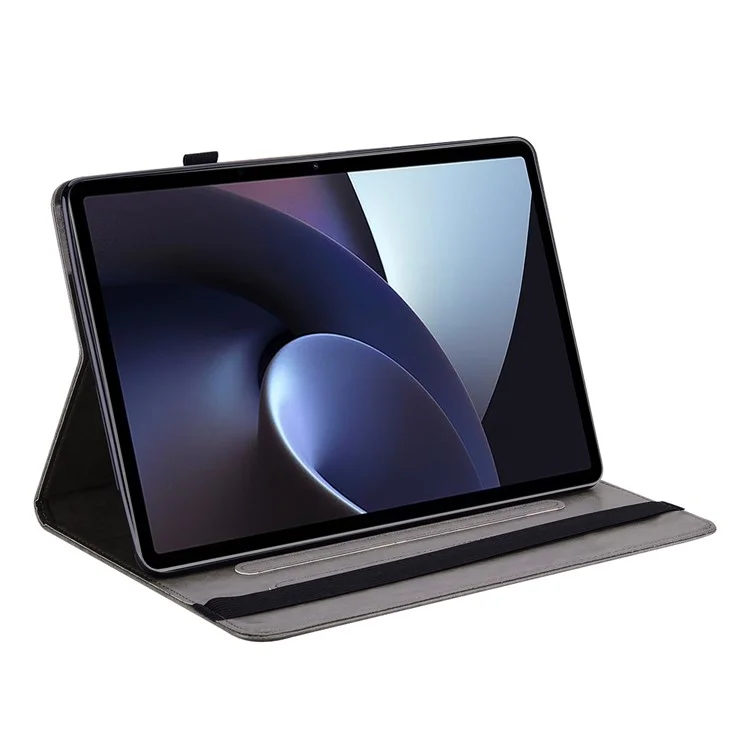 Pour Oppo Pad Tree Deer Stand Imprimé PU Tablet Tablet Cover Carte Protective Base Avec Fermeture de Bande Élastique - Gris