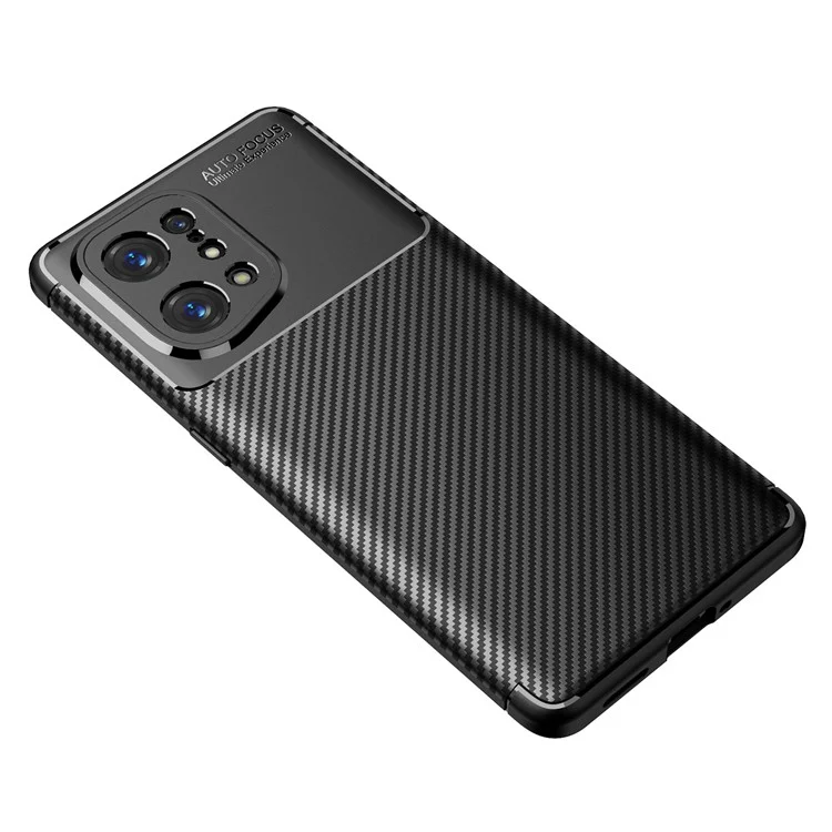 For Oppo Find X5 Light Thin Soft TPU Case Carbon Fiber Well-protected Cell Phone Shell - Black