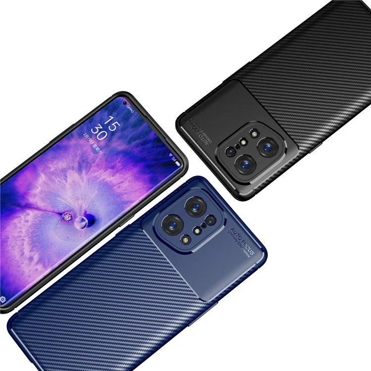 Per Oppo Find X5 Light Thin Soft TPU Case Carbon Fiber Well-protected Cell Phone Shell - Nero