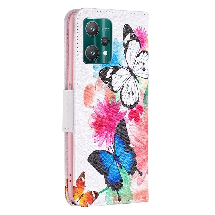 BF Pattern Printed Leather Case Series-1 para Realme 9 Pro 5G / 9 5G / V25 Funda de teléfono tipo cartera con estampado anti-arañazos y soporte - Dos mariposas