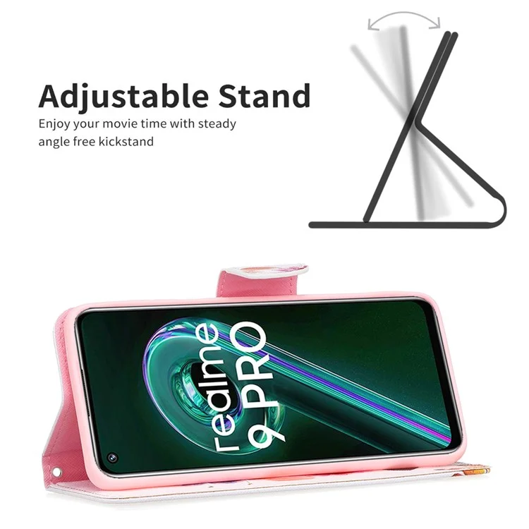 BF Pattern Printed Leather Case Series-1 para Realme 9 Pro 5G / 9 5G / V25 Funda de teléfono tipo cartera con estampado anti-arañazos y soporte - Dos mariposas