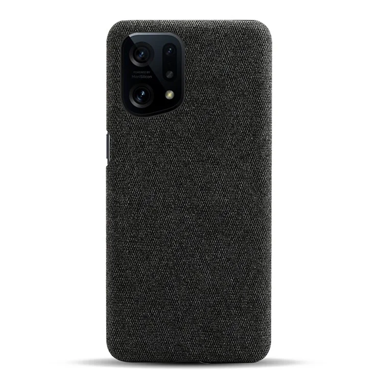 Per Oppo Find X5 Solid Color Cloth Texture + PC Protective Case Heat Dissipation Incomplete Covering Back Shell - Nero