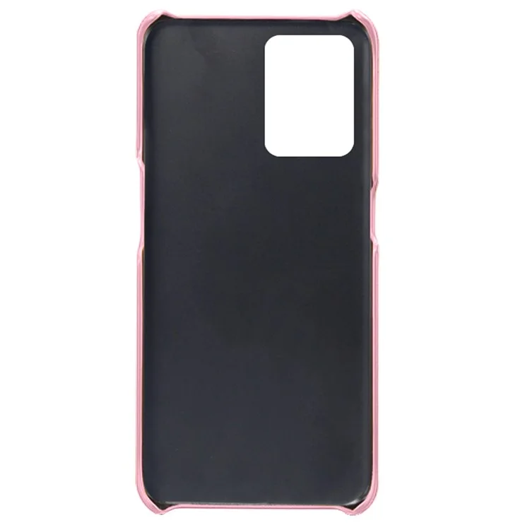 Pour Realme 9 Pro+ Double Protection PU Leather Coated Hard PC Cover Two Card Slots Phone Protective Shell - Rose Gold