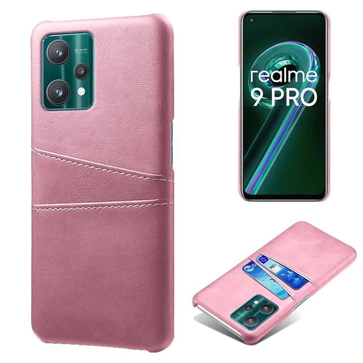 Для Realme 9 Pro 5G / 9 5G / V25 Чехол с двумя слотами для карт из поликарбоната, покрытый ПУ-кожей - Розовое золото