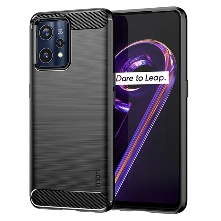 MOFI JK TPU Series-1 for Realme 9 Pro+ Carbon Fiber Anti-Drop Soft TPU Shell Shock-Absorption Brushed Surface Defender Case - Black