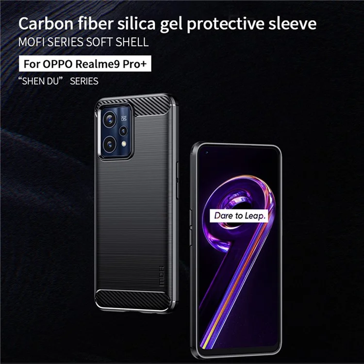 MOFI JK TPU Series-1 for Realme 9 Pro+ Carbon Fiber Anti-Drop Soft TPU Shell Shock-Absorption Brushed Surface Defender Case - Black