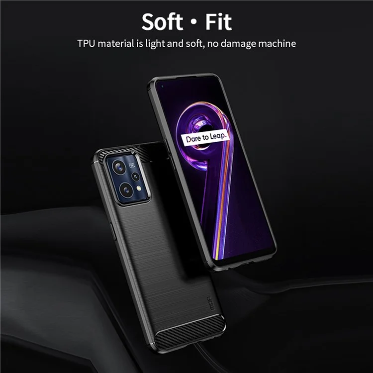 MOFI JK TPU Series-1 for Realme 9 Pro+ Carbon Fiber Anti-Drop Soft TPU Shell Shock-Absorption Brushed Surface Defender Case - Black