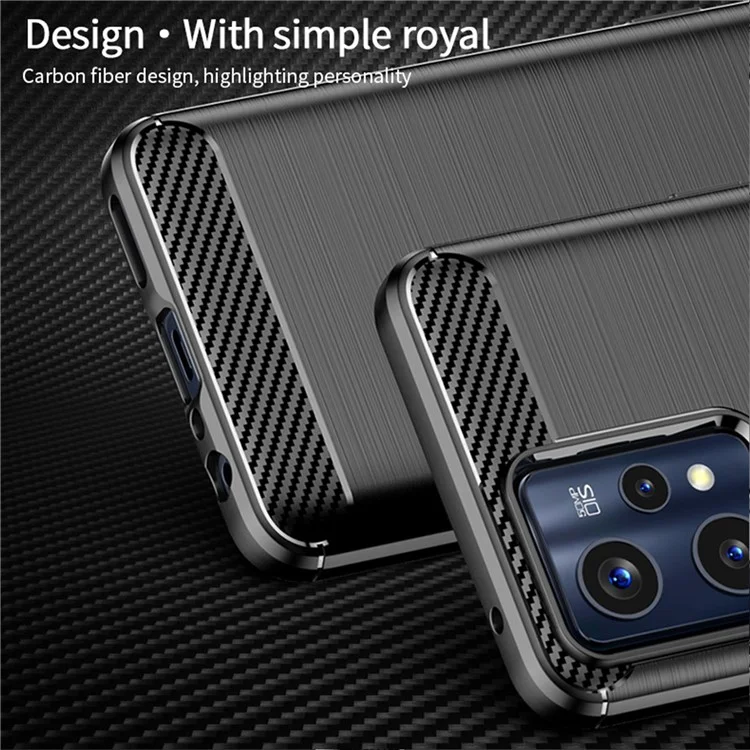 MOFI JK TPU Series-1 for Realme 9 Pro+ Carbon Fiber Anti-Drop Soft TPU Shell Shock-Absorption Brushed Surface Defender Case - Black