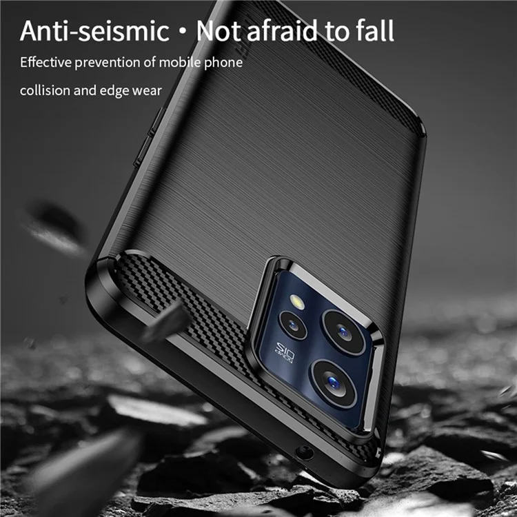 MOFI JK TPU Series-1 for Realme 9 Pro+ Carbon Fiber Anti-Drop Soft TPU Shell Shock-Absorption Brushed Surface Defender Case - Black