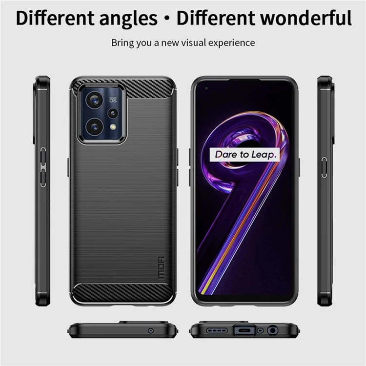 MOFI JK TPU Series-1 for Realme 9 Pro+ Carbon Fiber Anti-Drop Soft TPU Shell Shock-Absorption Brushed Surface Defender Case - Black
