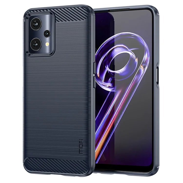 Mofi JK Tpu-serie-1 Für Realme 9 Pro/V25 Anti-fingerabdruck Kohlefaser-design Phone Hülle Weiche TPU Gebürstete Oberflächenschutzabdeckung - Blau