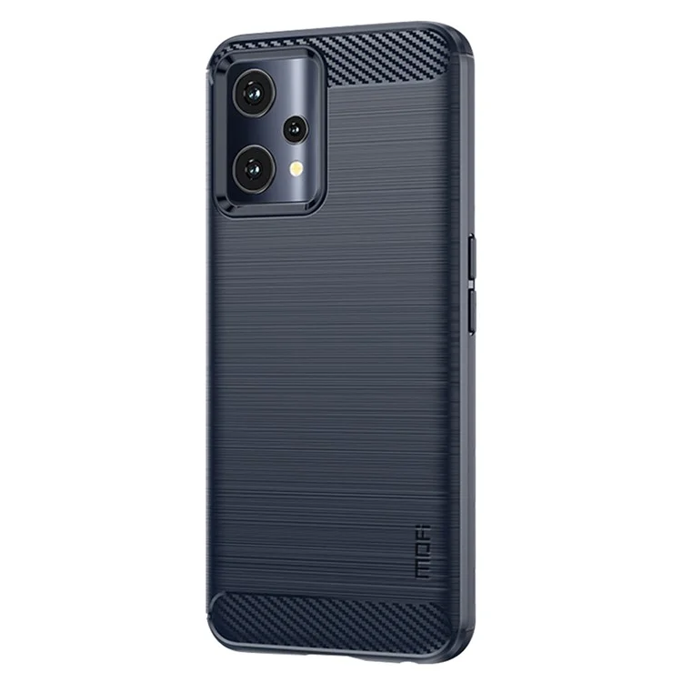 Mofi JK Tpu-serie-1 Für Realme 9 Pro/V25 Anti-fingerabdruck Kohlefaser-design Phone Hülle Weiche TPU Gebürstete Oberflächenschutzabdeckung - Blau