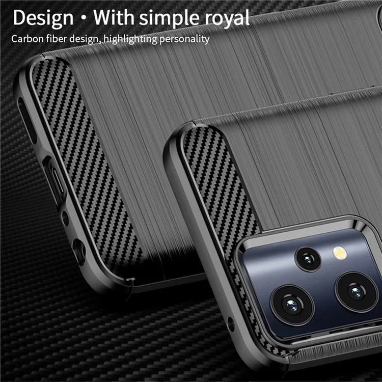 Mofi JK Tpu-serie-1 Für Realme 9 Pro/V25 Anti-fingerabdruck Kohlefaser-design Phone Hülle Weiche TPU Gebürstete Oberflächenschutzabdeckung - Blau