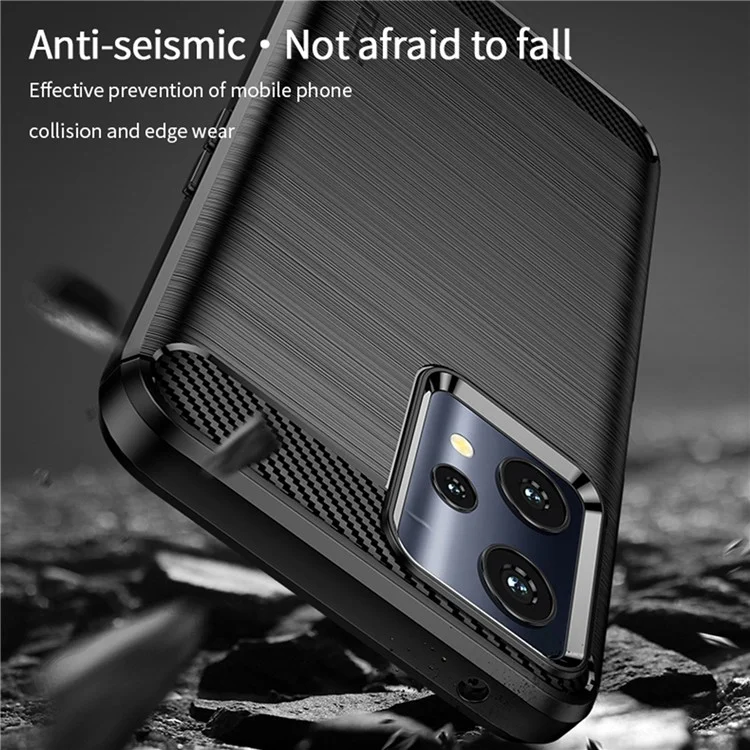 Mofi JK Tpu-serie-1 Für Realme 9 Pro/V25 Anti-fingerabdruck Kohlefaser-design Phone Hülle Weiche TPU Gebürstete Oberflächenschutzabdeckung - Blau