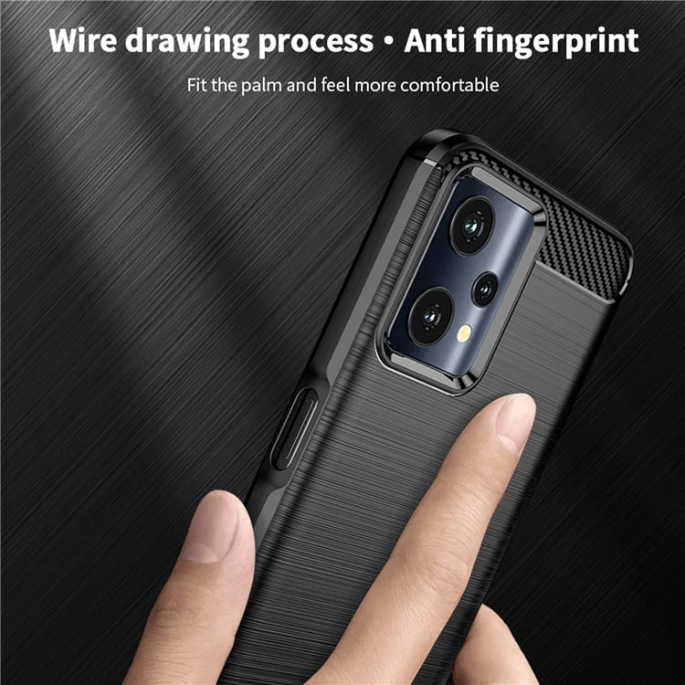 Mofi JK Tpu-serie-1 Für Realme 9 Pro/V25 Anti-fingerabdruck Kohlefaser-design Phone Hülle Weiche TPU Gebürstete Oberflächenschutzabdeckung - Blau