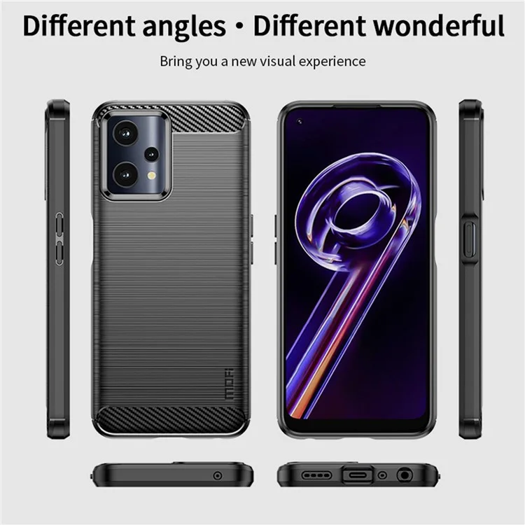 Mofi JK Tpu-serie-1 Für Realme 9 Pro/V25 Anti-fingerabdruck Kohlefaser-design Phone Hülle Weiche TPU Gebürstete Oberflächenschutzabdeckung - Blau