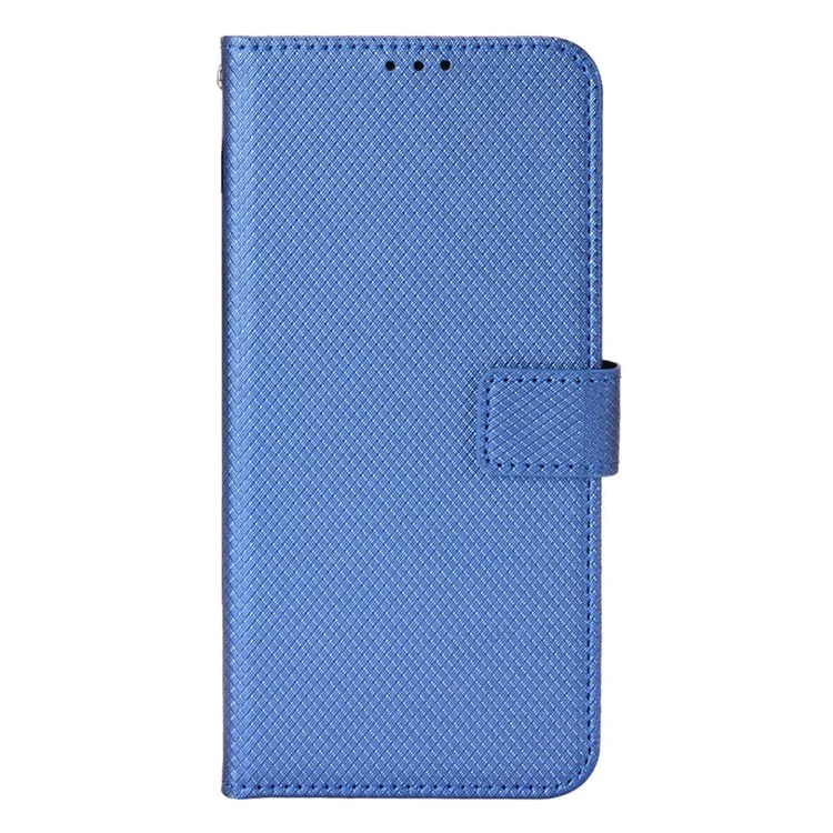 Para Oppo A54 4G Diamond Texture Stand pu Leather Folio Caso de Fechamento Magnético Tampa do Estilo da Carteira Com Cinta - Azul
