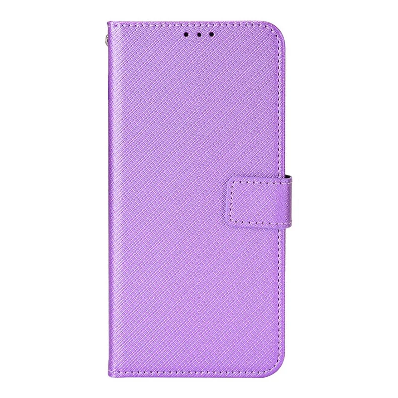 For Oppo A54 4G Diamond Texture Folding Stand PU Leather Folio Case Magnetic Closure Wallet Style Flip Cover with Strap - Purple