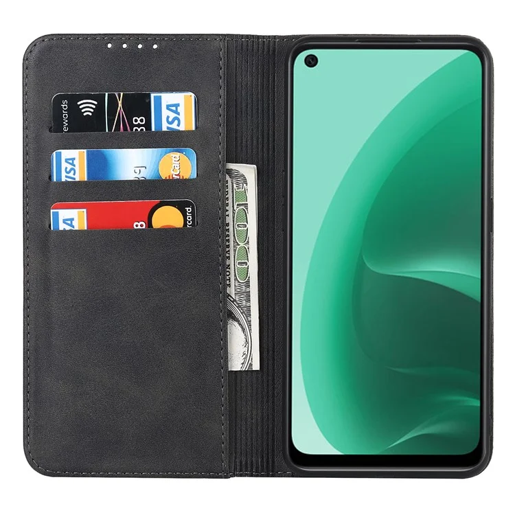 Case de Portefeuille en Cuir PU Texturé Pour Oppo A55s 5G, Couvercle de Téléphone Réglable Magnétique Auto-auto-auto-auto-auto-auto-auto-auto-auto-auto-auto-auto-auto-auto-auto-auto - le Noir