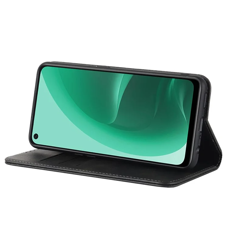 Case de Portefeuille en Cuir PU Texturé Pour Oppo A55s 5G, Couvercle de Téléphone Réglable Magnétique Auto-auto-auto-auto-auto-auto-auto-auto-auto-auto-auto-auto-auto-auto-auto-auto - le Noir