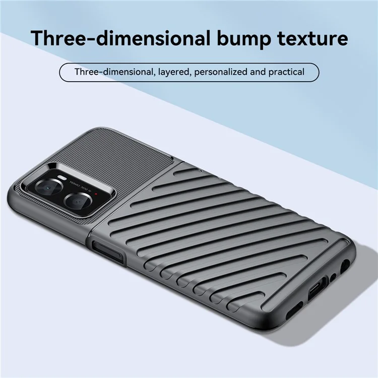 Para Realme 9i/Oppo A76/A96 4G Thunder Series Twill Texture Soft TPU Phone Case Thickened Shockproof Cover - Preto