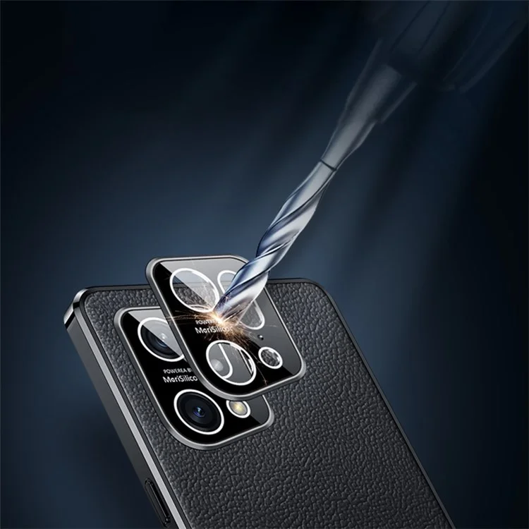 Electroplated Textured Case for Oppo Find X5 Genuine Cowhide Leather Coating Soft TPU Cover Phone Shell - Black