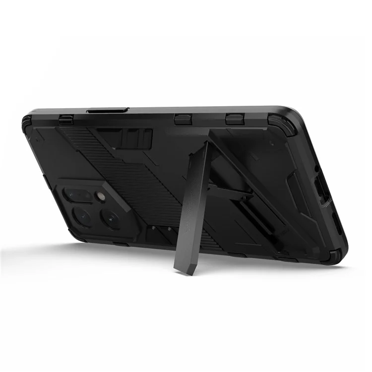 For Oppo Find X5 Well-protected Anti-scratch Hard PC + Soft TPU Cell Phone Case Kickstand Cover - Black