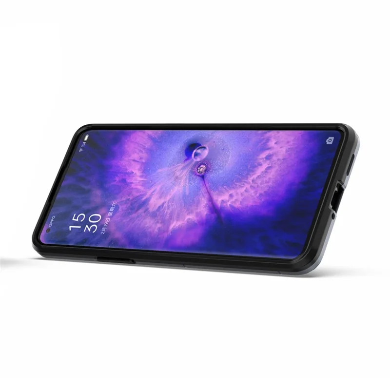 For Oppo Find X5 Pro Drop-proof TPU+ Hard PC Case Ring Kickstand Precise Cutout Back Cover - Blue