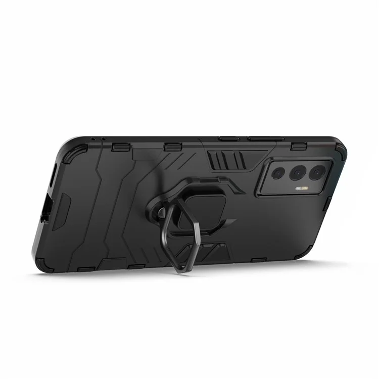 Для Vivo S10e Точный Вырез TPU+ Case Hard PC Клеска Сладная Крегка Кладка Анти-fall Cople - Черный