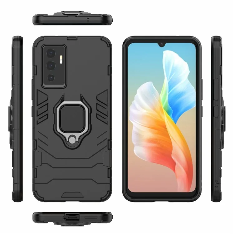 Для Vivo S10e Точный Вырез TPU+ Case Hard PC Клеска Сладная Крегка Кладка Анти-fall Cople - Черный
