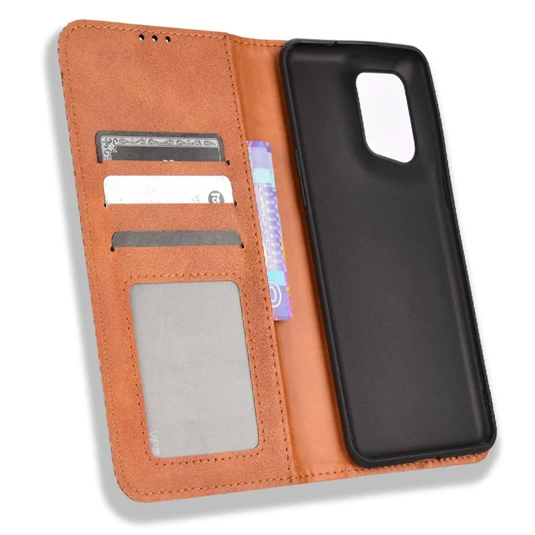 Per Oppo Trovare X5 Pro Retro PU Pullo Portano Flip Copertura Mosaica Exprinted Auto Magnetic Closed State Function Follio TPU Shell Interno Shell - Marrone