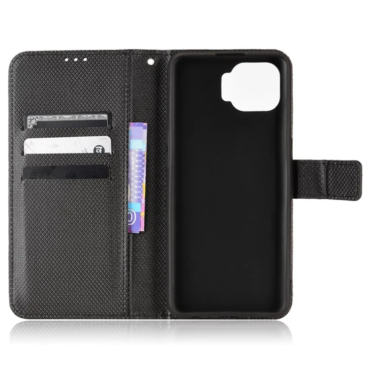 For Oppo F17 Pro/Reno4 Lite/Reno4 F/A93 4G Diamond Texture PU Leather All-inclusive Protection Stand Wallet Phone Case - Black