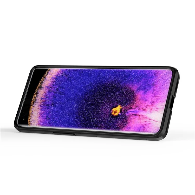 Pour Oppo Find X5 Ring Kickstand Phone Case Soft TPU + Hard PC Impact-resistant Protective Cover - Noir