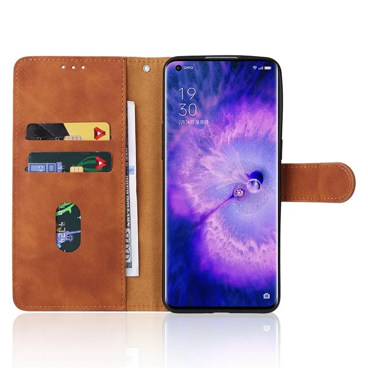 Per Oppo Find X5 Pro Custodia protettiva antigraffio in pelle PU + TPU con sensazione di tocco della pelle, supporto pieghevole con portafoglio - Marrone