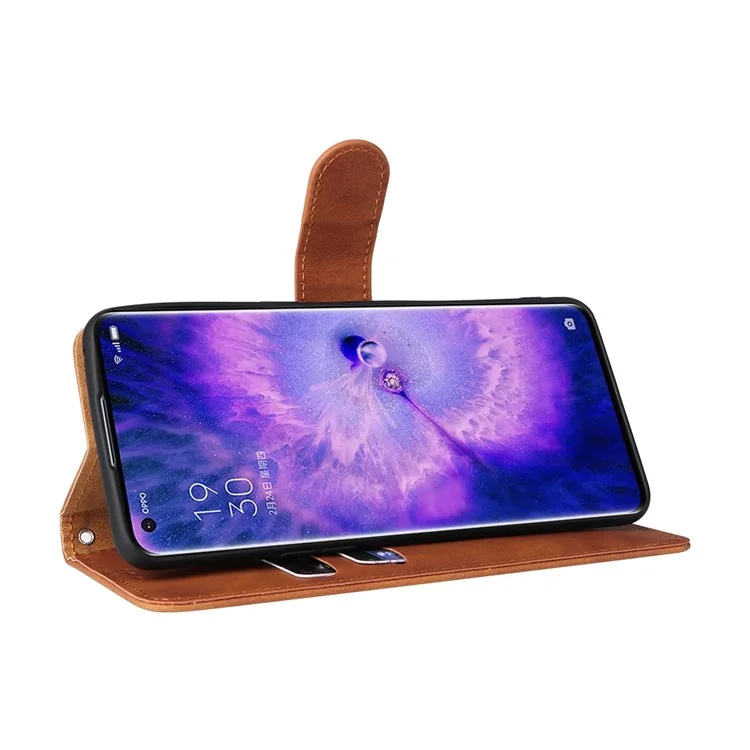 Per Oppo Find X5 Pro Custodia protettiva antigraffio in pelle PU + TPU con sensazione di tocco della pelle, supporto pieghevole con portafoglio - Marrone