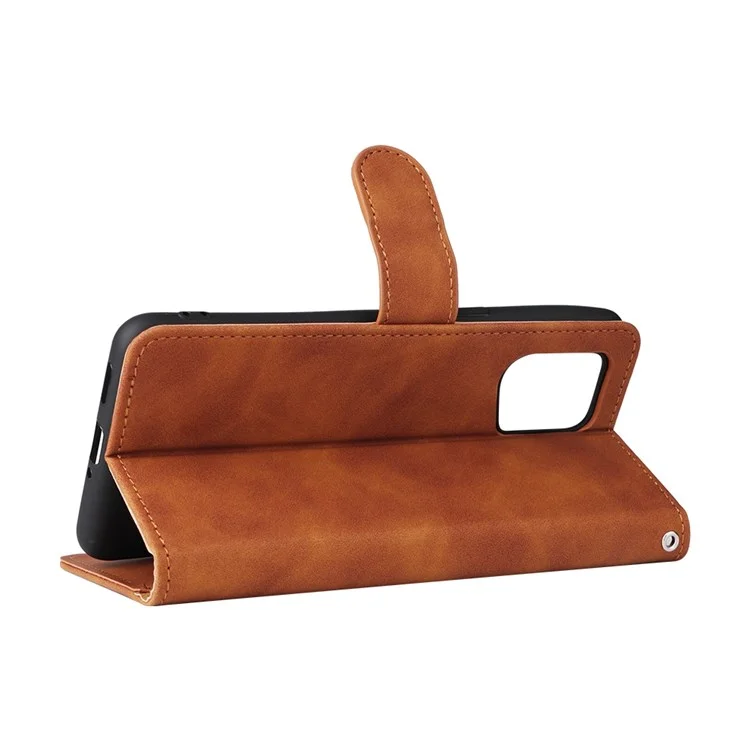 Per Oppo Find X5 Pro Custodia protettiva antigraffio in pelle PU + TPU con sensazione di tocco della pelle, supporto pieghevole con portafoglio - Marrone
