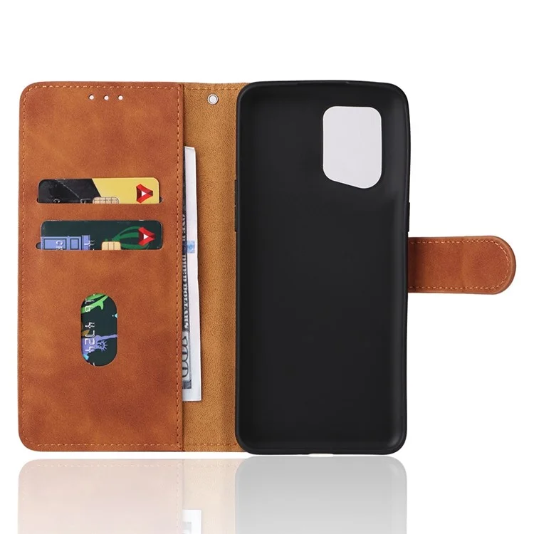 Per Oppo Find X5 Pro Custodia protettiva antigraffio in pelle PU + TPU con sensazione di tocco della pelle, supporto pieghevole con portafoglio - Marrone
