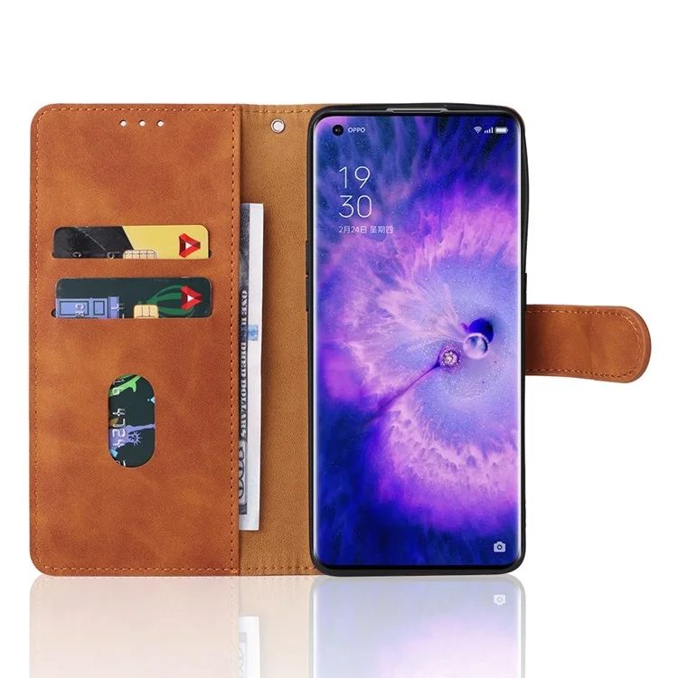 For Oppo Find X5 Well-protected PU Leather + TPU Inner Shell Skin-touch Feeling Wallet Adjustable Stand Case - Brown